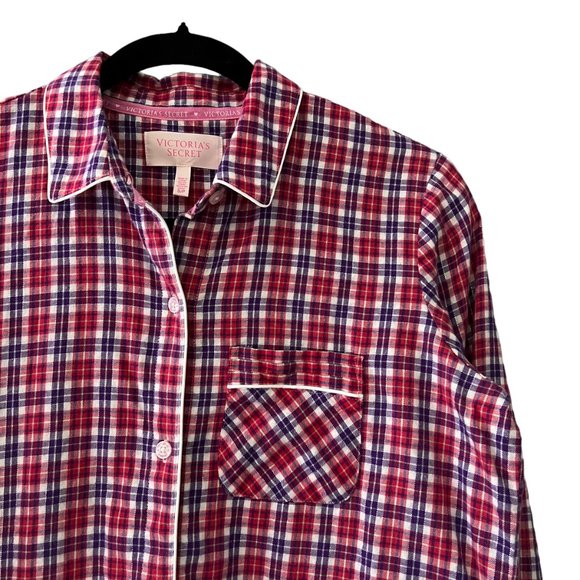 Victoria’s Secret Cotton Metallic Plaid Pajamas 2 Piece Set - Picture 3 of 8